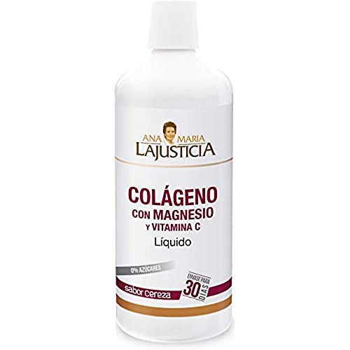 Ana Maria Lajusticia | Liquid Hydrolyzed Collagen with Magnesium and Vitamin C |for Healthy Skin, Nails, Hair and Ligaments | Natural Energy, Cherry Flavour 1000ml