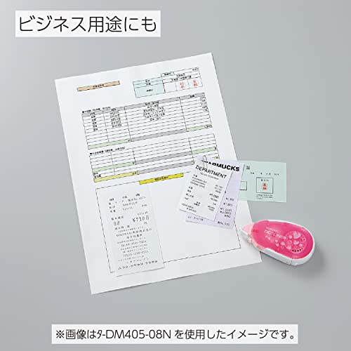 KOKUYO Dotliner Strong Adhesive Tape Glue Refill, Dotliner Tape Runner Refill, Pink Heart Pattern, Permanent Adhesive, Japan Import (TA-D405-08N)