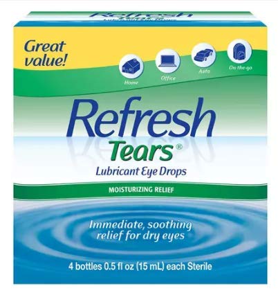 Refresh Tears Lubricant Eye Drops, Moisture Drops for Dry Eyes. 4- .5 fl oz. bottles