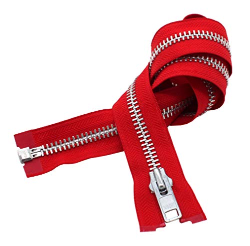 YKK #10 10 Inch to 36 Inch Aluminum Separating Jacket Zipper Extra Heavy Duty Metal Zippers for Sewing Coats Crafts (Red - 519, 29 Inches)