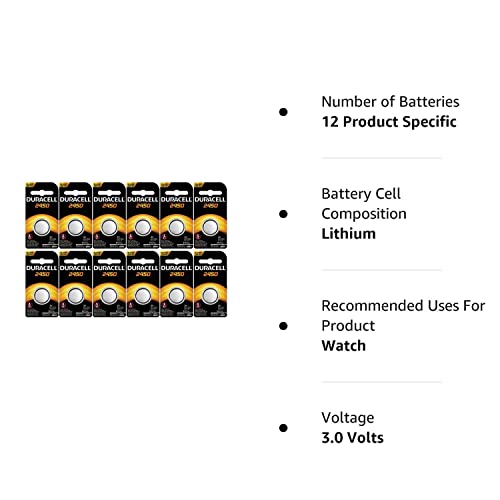 12-Pack Duracell 2450 Batteries 3.0 Volt Lithium Coin Button