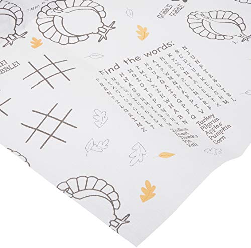 Creative Converting Thanksgiving Kids Activity Paper Tablecover, 54 x 88", White