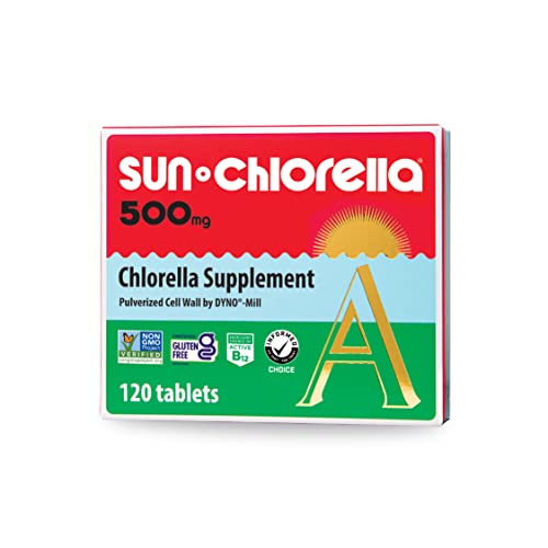 Sun Chlorella 500mg Whole Body Wellness Green Algae Superfood Supplement - Immune Defense, Gut Health, Natural Purification, Energy Boost - Chlorophyll, B12, Iron, Protein - Non-GMO - 120 Tablets