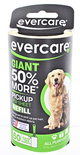 Butler Home Products Evercare Giant Pet Hair and Lint Roller Refill, 60 Sheets Roll - Pack of 4