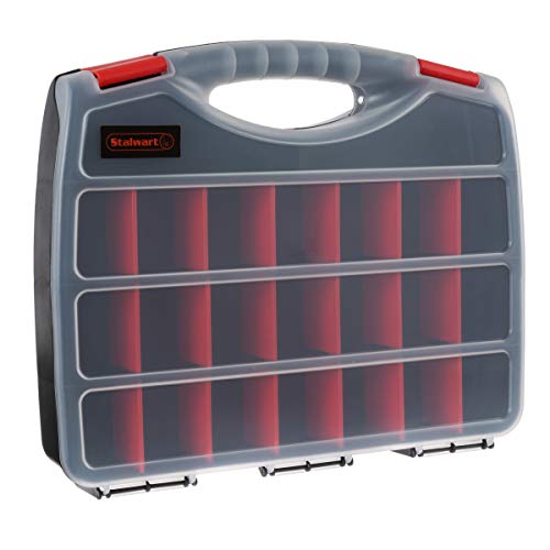 Stalwart Portable Storage Case- Secure Locks & 23 Compartments with Removable Dividers for Hardware, Screws, Bolts, Nails, Beads, Jewelry & More