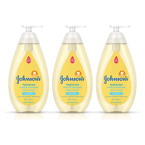 Johnson's Head-To-Toe Gentle Baby Body Wash & Shampoo, Tear-Free, Sulfate-Free & Hypoallergenic Bath Wash & Shampoo for Baby's Sensitive Skin & Hair, Washes Away 99.9% Of Germs 16.9 fl. oz (Pack of 3)
