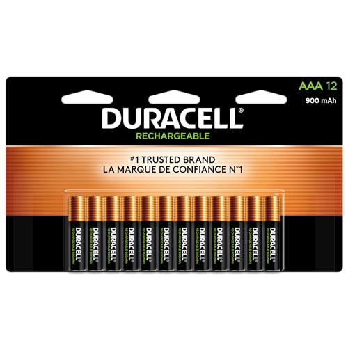 Duracell Rechargeable AAA Batteries, 12 Count Pack, Triple A Battery for Long-lasting Power, All-Purpose Pre-Charged Battery for Household and Business Devices