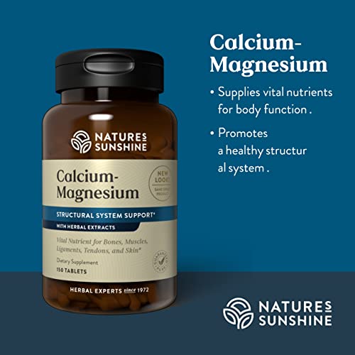 Nature's Sunshine Calcium-Magnesium, SynerPro, 150 Tablets , Calcium Multivitamin Provides Vital Nutrients for Bones, Muscles, Ligaments, Tendons, and Skin