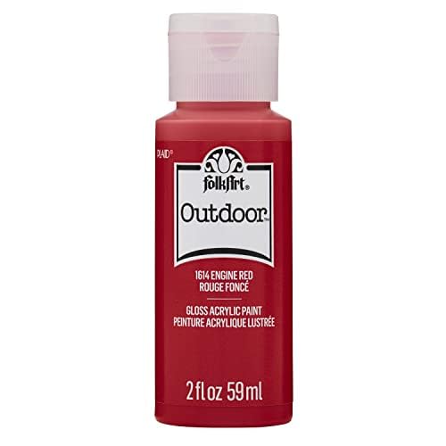 FolkArt Outdoor Acrylic Paint in Assorted Colors (2 Ounce), 1614 Engine Red