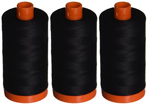 3-PACK - Aurifil A1050-2692 Mako Cotton Thread Solid 50WT 1422Yds Black