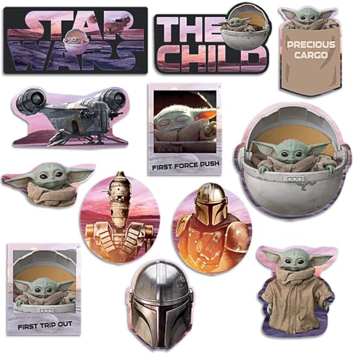 The Mandalorian The Child Cutouts - 13", 10.5", & 8.5" (12 Pcs) | Multicolor Decorations - Perfect for Kids Parties & Themed Events