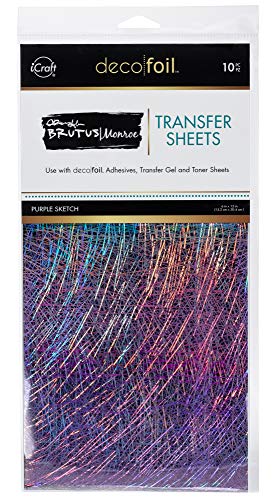 iCraft Deco Foil Transfer Sheets by Brutus Monroe, 6" x 12", 10 Sheets per Pack, Purple Sketch