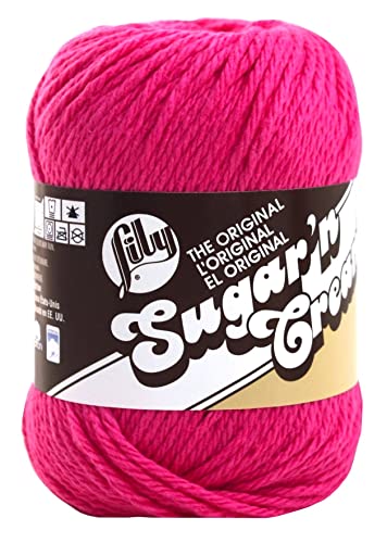 New in 2017 Lily Sugar 'n Cream Solids 100% Cotton Yarn ~ 2.5 oz. Skeins (Hot Pink #1740)