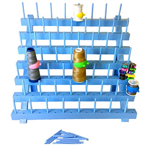 PeavyTailor 70 Spools Thread Holder Thread Rack Sewing Thread Organizer Thread Stand Spool Holder for Sewing and Embroidery Quilting. Threads Spool Rack has Holes to Hold on The Wall Blue