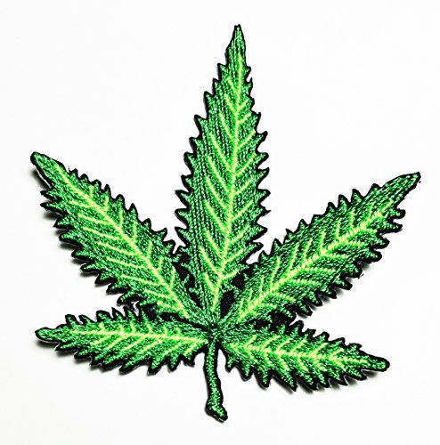 HHO Pot Leaf Ganja Marijuana Weed Patch Embroidered DIY Patches, Cute Applique Sew Iron on Kids Craft Patch for Bags Jackets Jeans Clothes