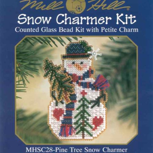 Pine Tree Snow Charmer Beaded Counted Cross Stitch Christmas Ornament Snowman Kit Mill Hill 2001 Snow Charmers MHSC28