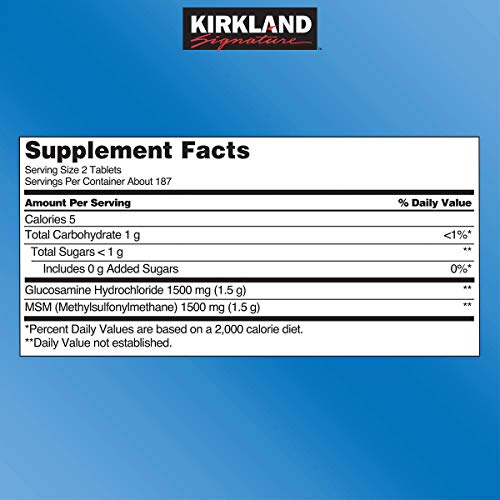 Kirkland Signature Glucosamine with MSM, 375 Tablets (2 Pack)