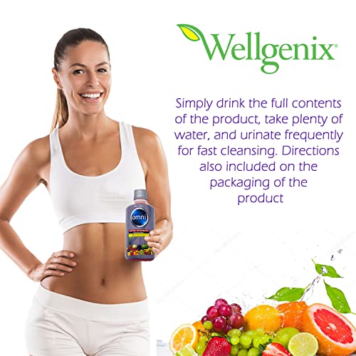 Wellgenix Omni Cleansing Drink, Extra Strength Body Detox, Herbal Cleanse Detox Liquid, Flush Your System, Fruit Punch Flavor, 32 Fl Oz, Premium Detox Support Supplement