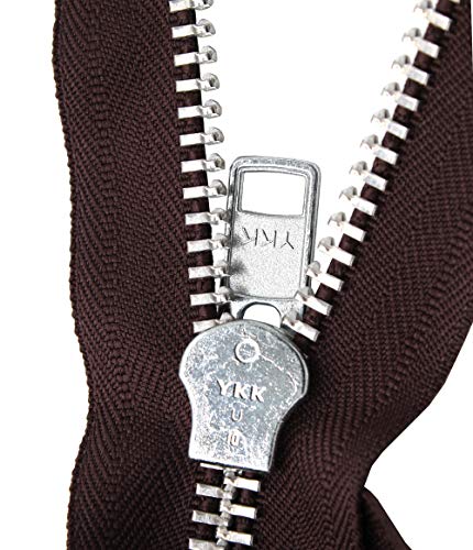YKK #10 10 Inch to 36 Inch Aluminum Separating Jacket Zipper Extra Heavy Duty Metal Zippers for Sewing Coats Crafts (Brown - 570, 12 Inches)