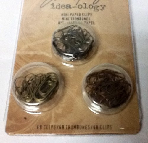 Idea-Ology Mini Paper Clips .625" 48/Pkg-Antique Nickel, Brass & Copper