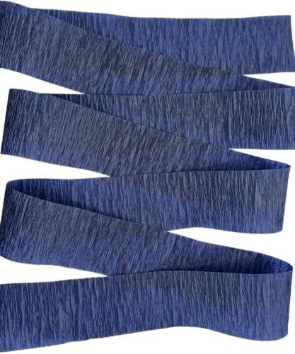 USA-Made Navy Blue and Gold Metallic Crepe Paper Streamers