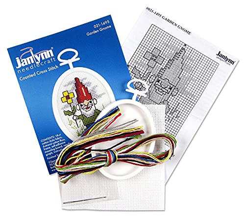 Tobin Janlynn Mini Cross Stitch Kit 2.75" Oval-Gnome (18 Count)
