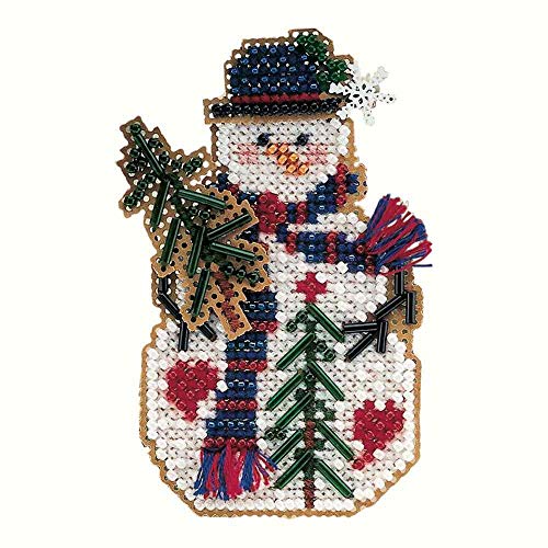 Pine Tree Snow Charmer Beaded Counted Cross Stitch Christmas Ornament Snowman Kit Mill Hill 2001 Snow Charmers MHSC28
