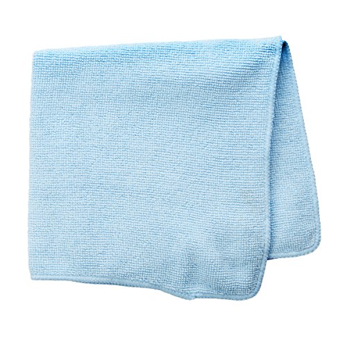 Rubbermaid Commercial Products Microfiber Light Duty Cleaning Cloth, 16in x 16in, Blue, 24-Pack, Use Wet or Dry on Glass/Wood/Stainless Steel/Granite/Leather in The Home/Kitchen/Bathroom