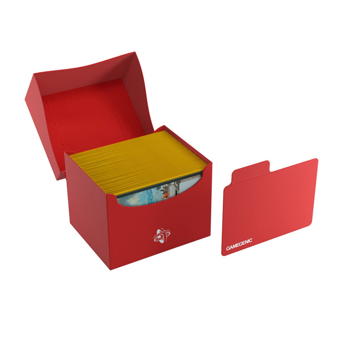 Gamegenic Side Holder 100+ XL Casual Deck Box | Double-Sleeved Card Storage with Flex Card Divider | Premium Card Protector | Cobra Neck Technology | Holds up to 100 Cards | Red Color | Made