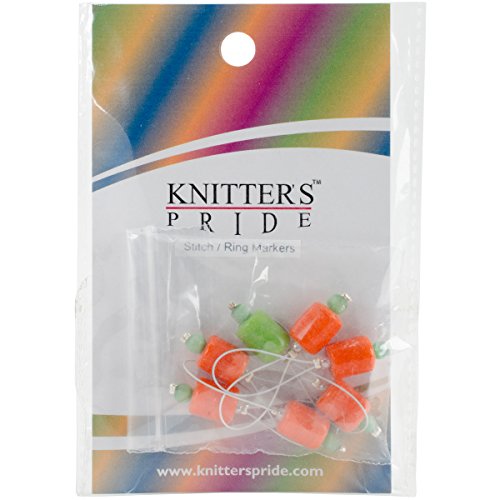 Knitter's Pride Zooni Stitch Markers with Colored Beads (7 Pack), Orange Lily