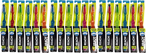 Reach Crystal Clean Toothbrush, Medium #11, Assorted Colors (Pack of 18)