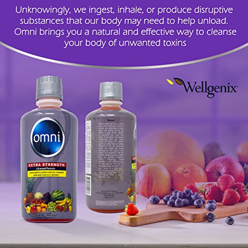 Wellgenix Omni Cleansing Drink, Extra Strength Body Detox, Herbal Cleanse Detox Liquid, Flush Your System, Fruit Punch Flavor, 32 Fl Oz, Premium Detox Support Supplement