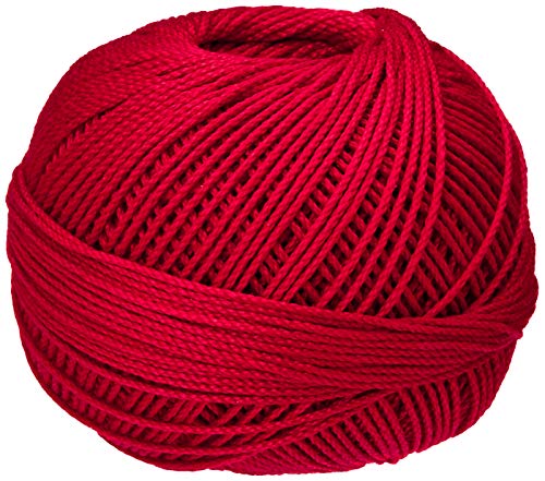 Handy Hands Lizbeth Egyptian Cotton Crochet, Tatting, Knitting Thread Size 3 (50 Grams 120 Yards) – HH03671, Christmas Red