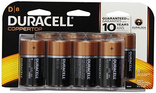 Duracell Coppertop D Alkaline Batteries, 8 Count (Pack of 2)
