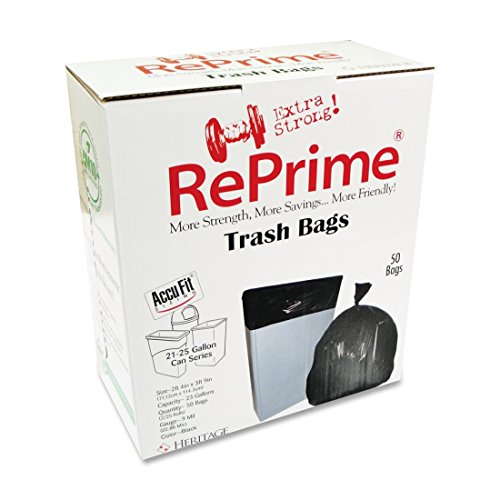 Heritage Accufit RePrime Trash Bag, Black, 50 per Box