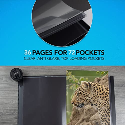 Itoya Original Art ProFolio 8.5x11 Black Art Portfolio Binder with Plastic Sleeves with 72 Pages - Portfolio Folder for Artwork with Clear Sheet Protectors - Presentation Book for Art Display