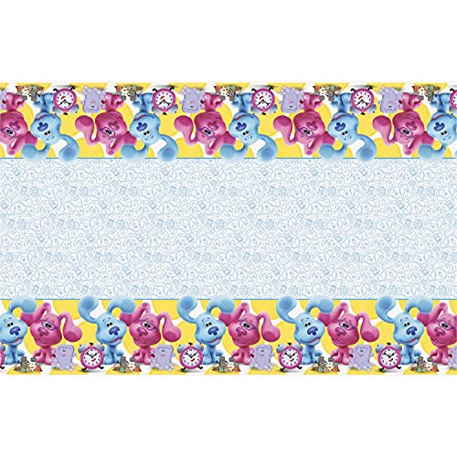 Vibrant Blue's Clues Multicolor Table Cover - 54" x 84" (1 Pc.) - Durable Rectangular Plastic Tablecloth - Perfect Kids Party Decor