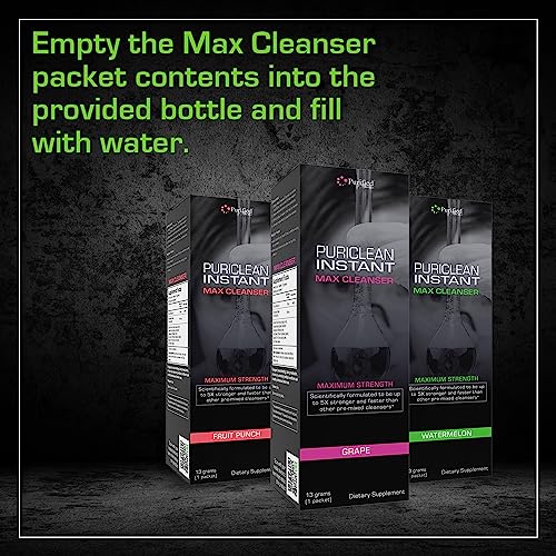 Puriclean Same-Day Max Detox Drink, Maximum Strength Cleansing Quick Flush Potent Deep System Cleanser 5X Stronger & Faster Than Other Pre-Mixed Cleansers Fruit Punch (32 oz) (2)
