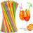 200 Pack Extra Long Straws Disposable - 17" Cocktail Straws Drinking Plastic Neon Assorted Color Long Bendable Drinking Straws Plastic Disposable Straws - Extra Long Plastic Drinking Straws Disposable