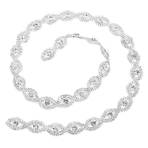 1 Yard Rhinestone Trim Chain, 1.5cm Width Sparkling Rhinestone Applique for Sewing Crafts Wedding Dress Necklace Headwear(White Rhinestone)