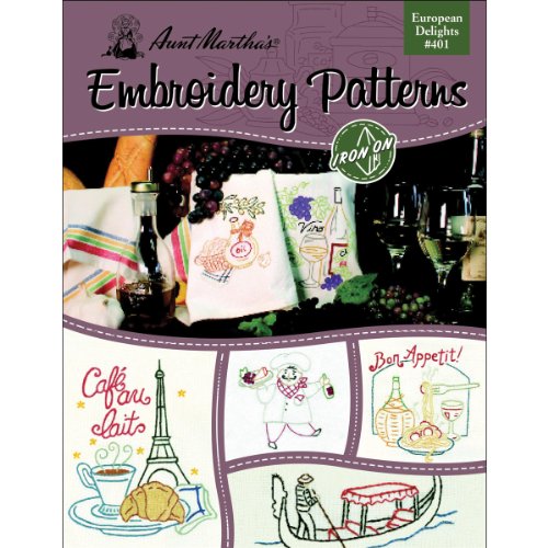 Aunt Martha's 401 European Delights Embroidery Transfer Pattern Book, Over 25 Iron On Patterns
