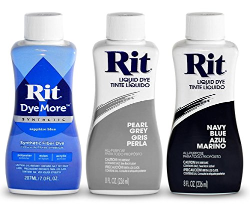 RIT Liquid Fabric Dye Kit Bundle (3-Piece Set) Navy Blue, Sapphire Blue, Pearl Grey | Clothing, Cotton, Polyester, Nylon, Satin, Linen |