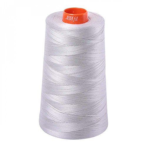 Aurifil 2615 Mako 50 Wt 100% Cotton Thread, 6,452 Yard Cone Aluminum