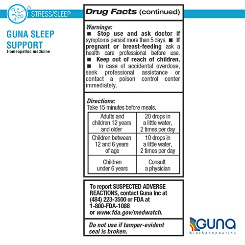 GUNA Sleep Support Homeopathic Natural Sleep Aid, Melatonin-Free and Non Habit-Forming - 1 Ounce