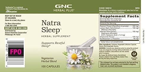 GNC Herbal Plus Natra Sleep | Supports Restful Sleep | 100 Capsules