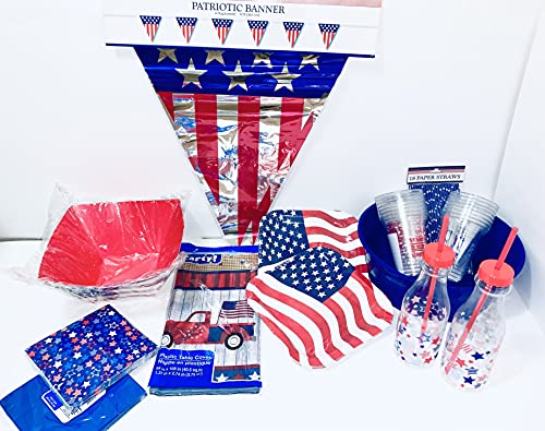Patriotic Red, White and Blue Stars Plastic Tablecover