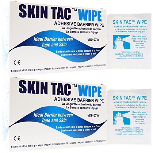 Skin Tac Adhesive Barrier Wipes - 50 ct Per Box - Pack of 2 Boxes