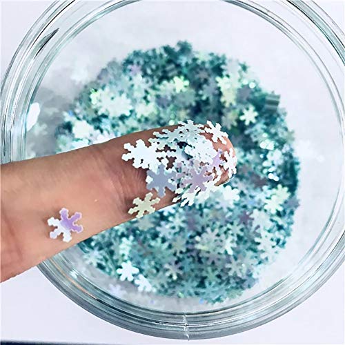 Snowflake Confetti Glitter Laser Sequins for DIY Crafts, Nail Art Decoration, Party Decoration - 6mm, 10g, Blue