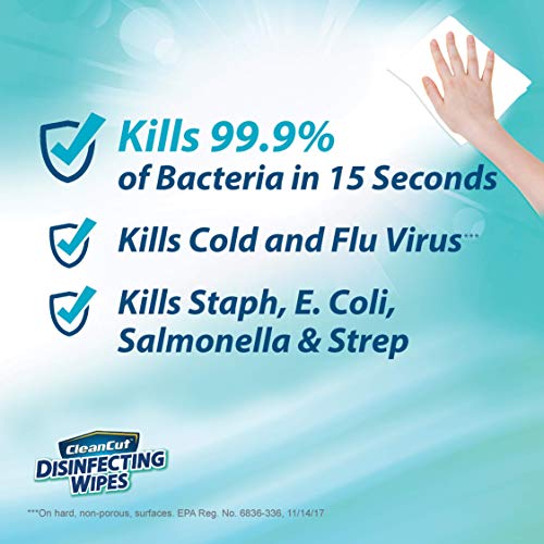 Clean Cut Disinfecting Wipes, Fresh Scent, 35 Wet Wipes, 6-Pack, Kills 99.9% of Bacteria, Multi-Surface Cleaning Wipes, Great for Kitchens, Bathrooms, Offices, and Classrooms