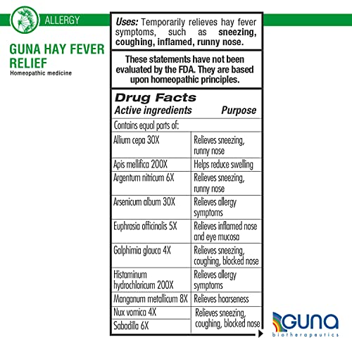 GUNA Hay Fever Relief Homeopathic Medicine Allergy Symptom Relief - 2 Tubes